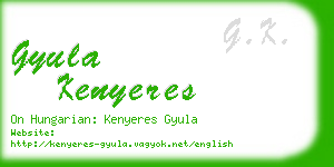 gyula kenyeres business card